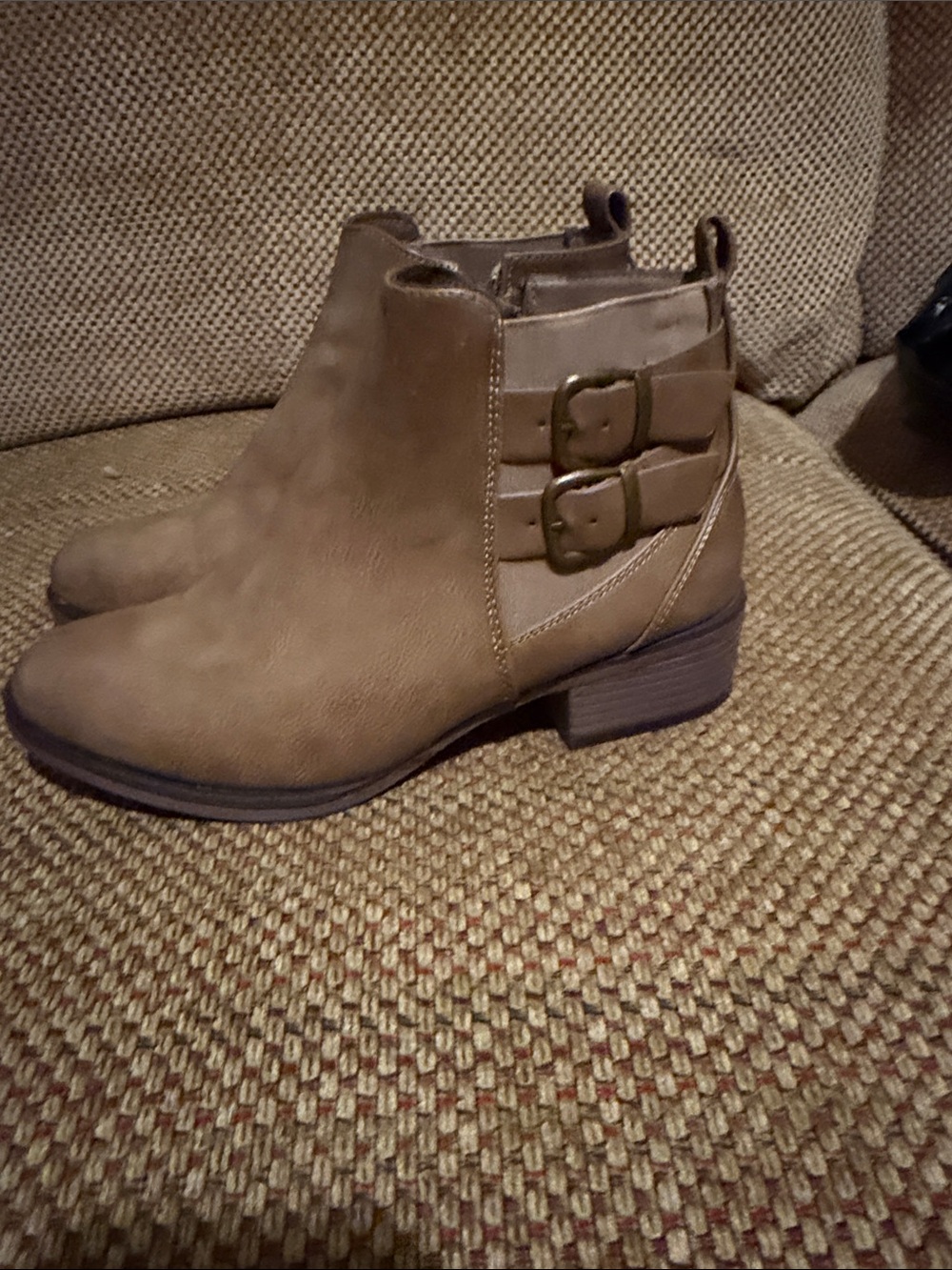 Pierre Dumas Taupe Buckle Ankle Boots